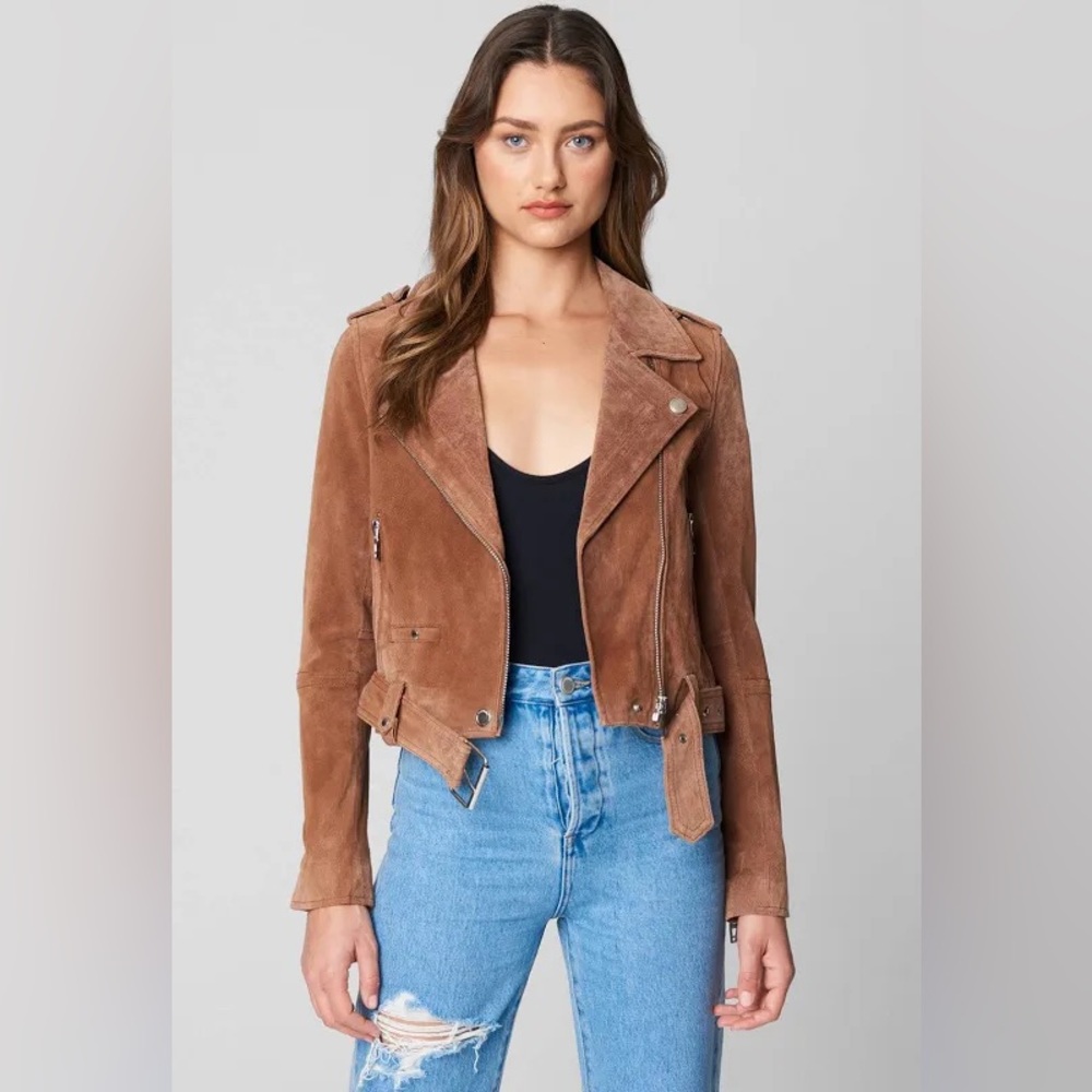 BLANK NYC Suede Moto Jacket in Coffee Bean